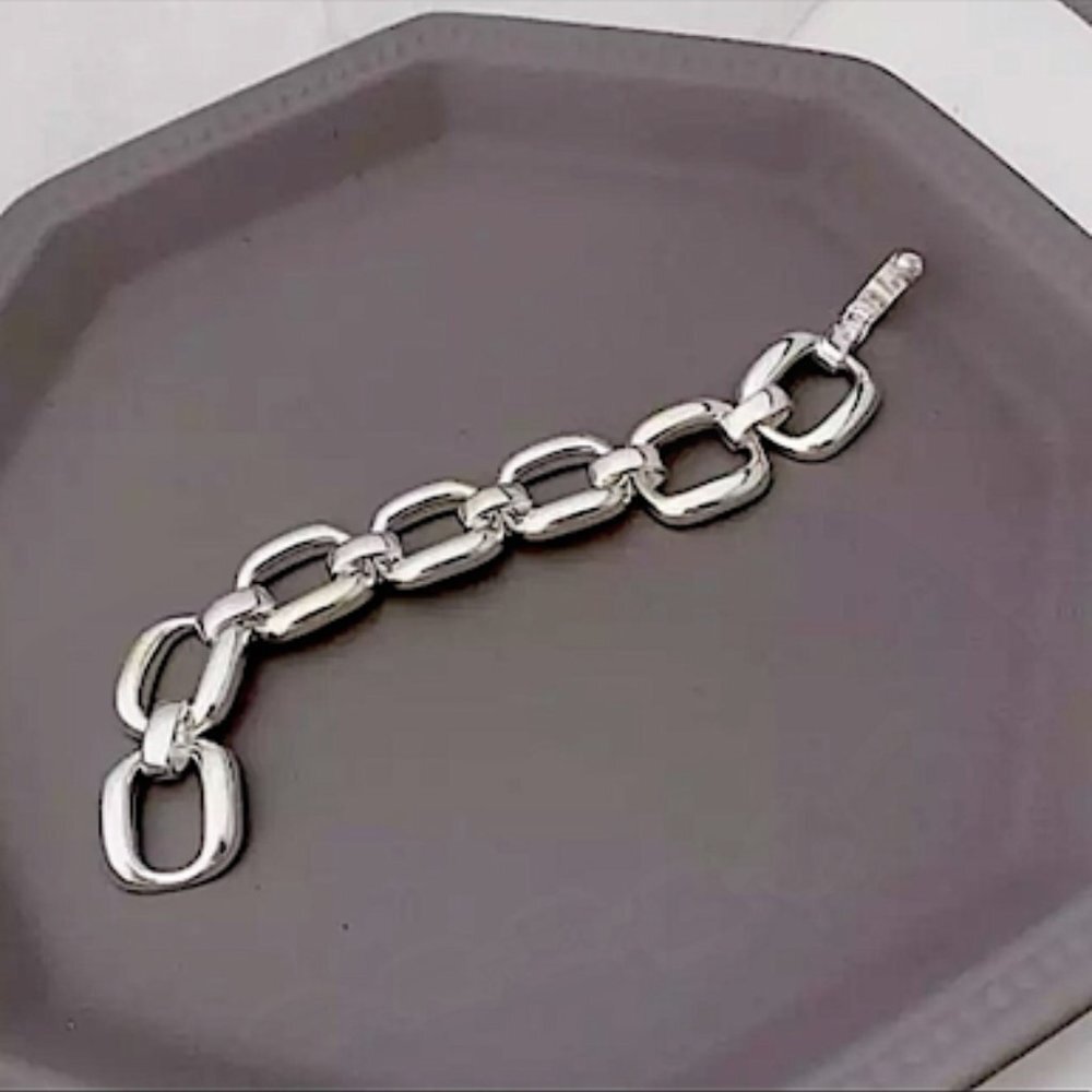 STERLING SILVER CHAIN LINK BRACELET - Picture 7 of 11